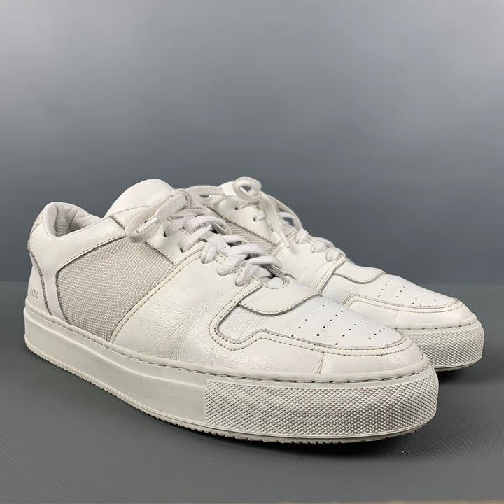 COMMON PROJECTS Size 8 White Mixed Materials Leather Low Top Sneakers
