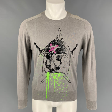 THE BROOKLYN CIRCUS Size S Gray Graphic Cotton Pullover