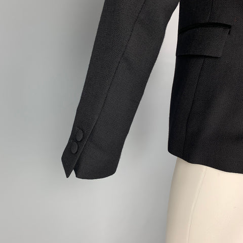 THE KOOPLES Size 36 Black Woven Peak Lapel Sport Coat