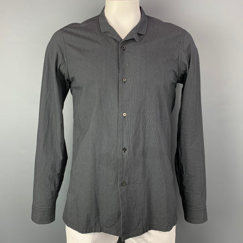 THE VIRIDI-ANNE Camisa de manga larga de algodón a rayas color carbón talla XL