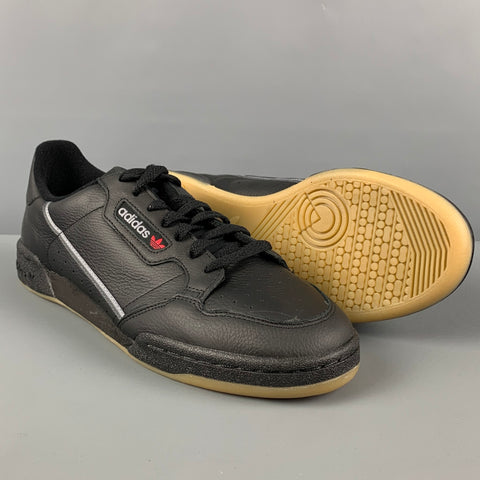 ADIDAS Size 10.5 Black Leather Low Top Continental 80 Sneakers