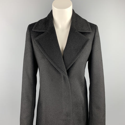 MAX MARA Size 4 Black Peak Lapel Hidden Buttons Coat