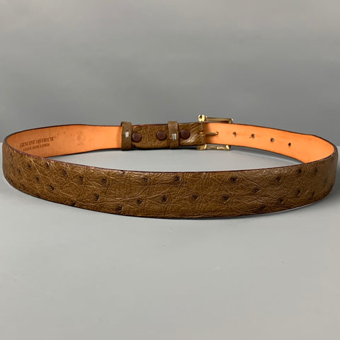 JAMES REID Size 30 Taupe Textured Ostrich Leather Belt