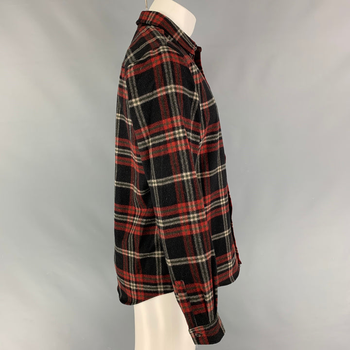 A.P.C. Size M Black Red Plaid Wool Nylon Long Sleeve Shirt