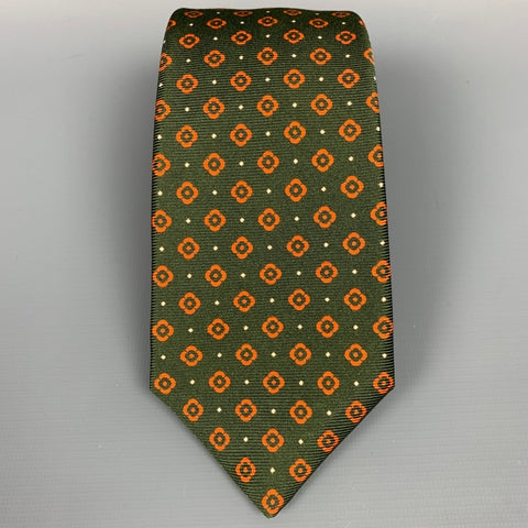 KITON Green & Orange Floral Tie