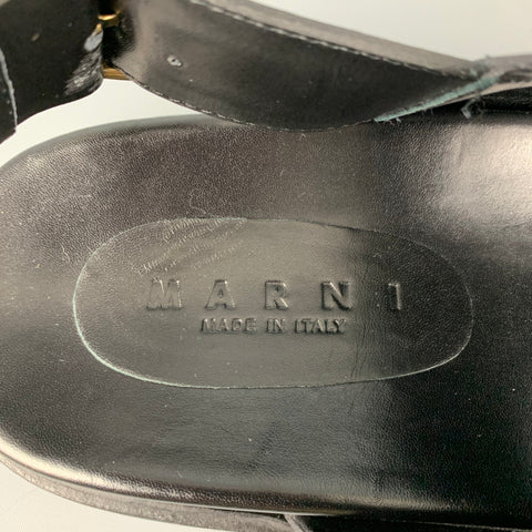 MARNI Size 11 Black Leather Straps Sandals