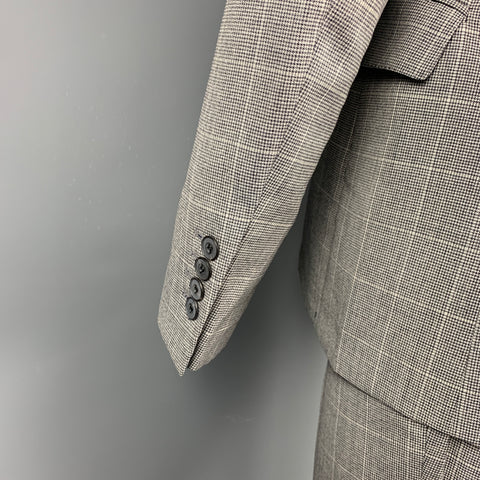 BURBERRY LONDON Size 38 Regular Grey Glenplaid Virgin Wool Suit