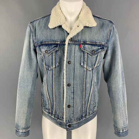 LEVI STRAUSS Size M Light Blue & White Cotton Denim Jacket