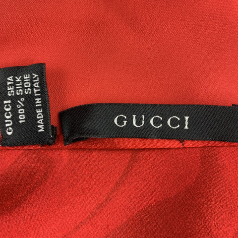 GUCCI by TOM FORD Smoke Print Red Long Silk Scarf