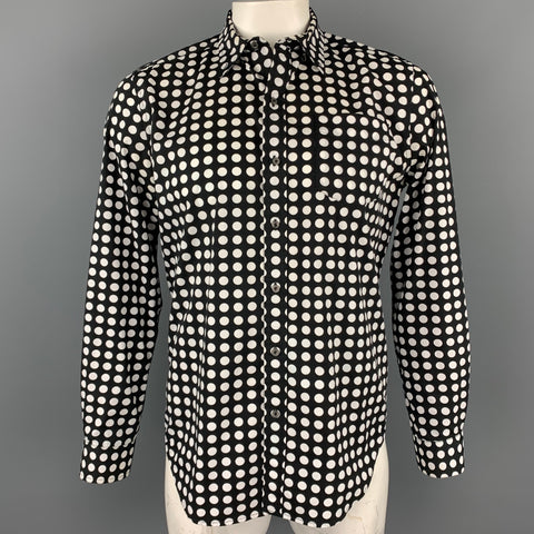 KIDROBOT Size L Black & White Polka Dot Cotton Button Down Long Sleeve Shirt