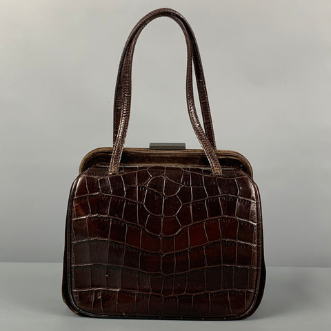 Vintage PRADA Brown Alligator Embossed Leather Velvet Mini Handbag