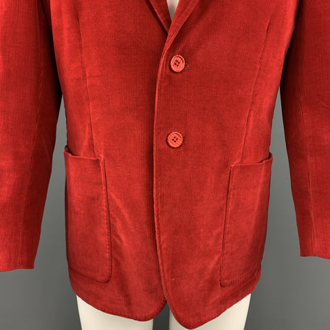 PS by PAUL SMITH Size 40 Red Corduroy Notch Lapel Single Breasted 2 Button Sport Coat