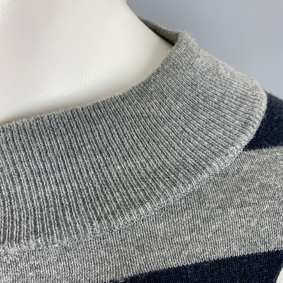 ALEXANDER WANG Size XS Grey Navy Cotton Stripe Cutout Pullover