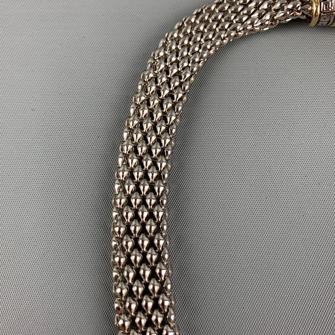 VINTAGE Silver Gold Woven Metal Necklace