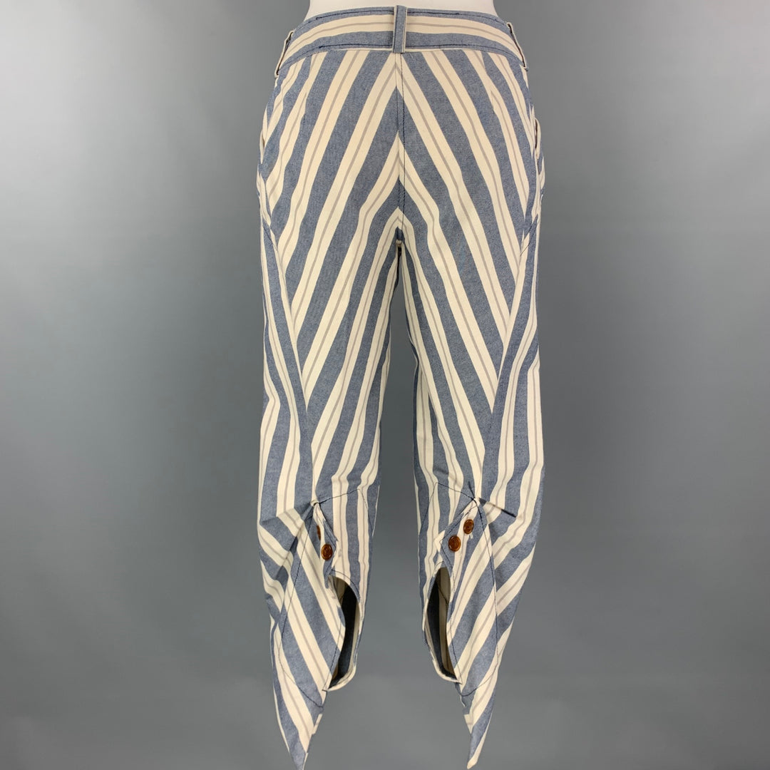 VIVIENNE WESTWOOD RED LABEL Size 2 Blue & White Stripe Asymmetrical Casual Pants