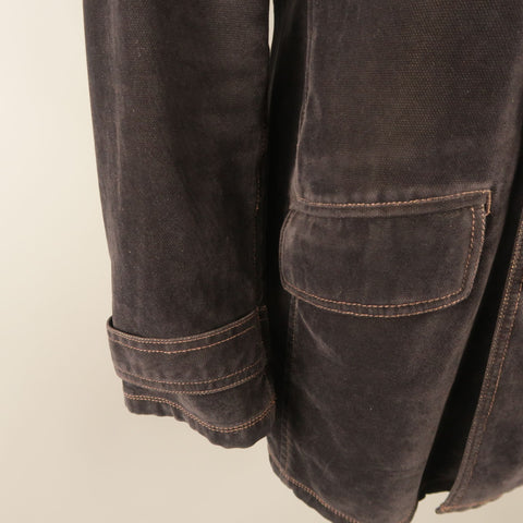 7 FOR ALL MANKIND XL Black Contrast Stitch Velvet  Double Breasted Coat