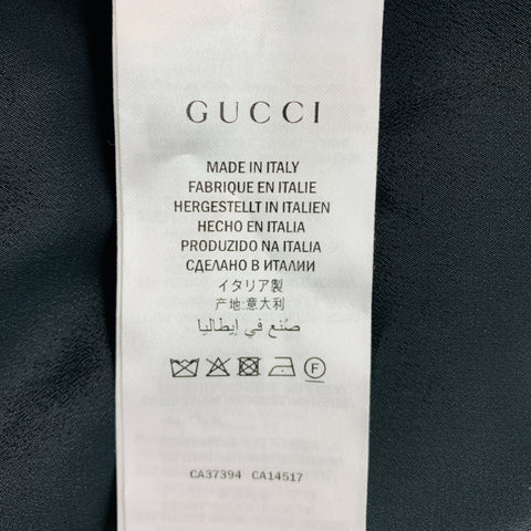 GUCCI Size XL Black Gold Viscose Blend Long Sleeve Cocktail Dress