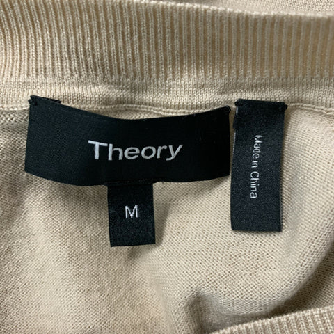 THEORY Size M Beige Solid Wool Short Sleeve T-shirt