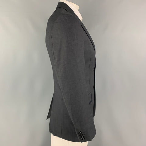 VERSACE COLLECTION Size 40 Charcoal Black Woven Wool Sport Coat