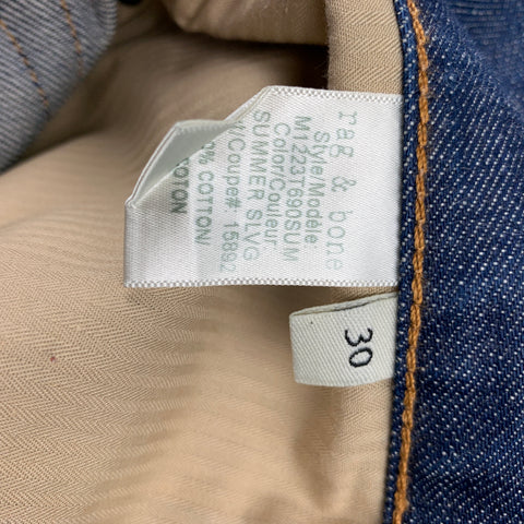 RAG & BONE Size 30 Indigo Contrast Stitch Selvedge Denim Button Fly Jeans