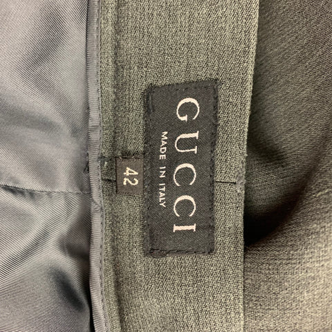 Vintage GUCCI Size 8 Gray Wool Rayon Heather Single Breasted Pants Suit