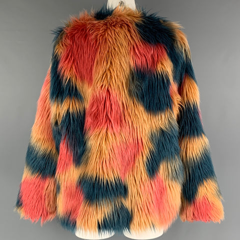 FABULOUS FURS Size XL Orange Blue Acrylic Coat