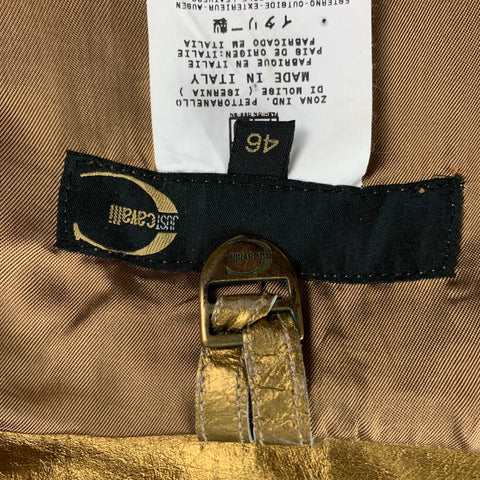 JUST CAVALLI Size 8 Bronze Metallic Leather Long Coat