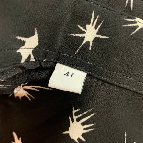 GIVENCHY Size L Black White Print Silk Button Up Long Sleeve Shirt