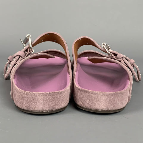 ISABEL MARANT Talla 9 Zapatos planos con tachuelas de ante morado y plateado