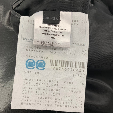 CALVIN KLEIN COLLECTION Size 36 Regular Black Textured Wool Sport Coat