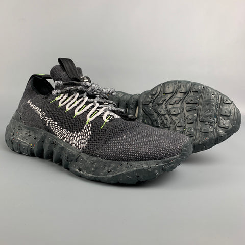 NIKE Size 9.5 Black Mixed Materials Nylon Lace Up Space Hippie 01 Sneakers