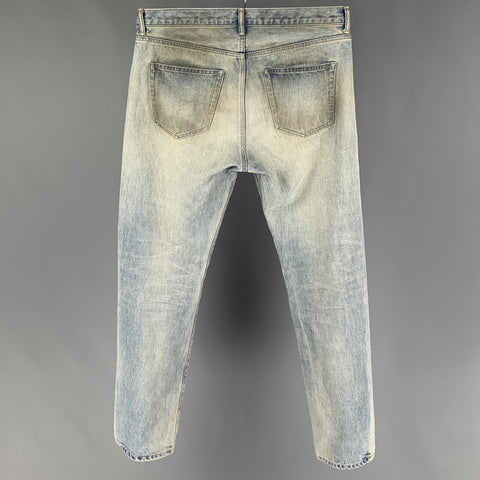 JOHN ELLIOTT Size 33 Blue Wash Denim Button Fly Jeans
