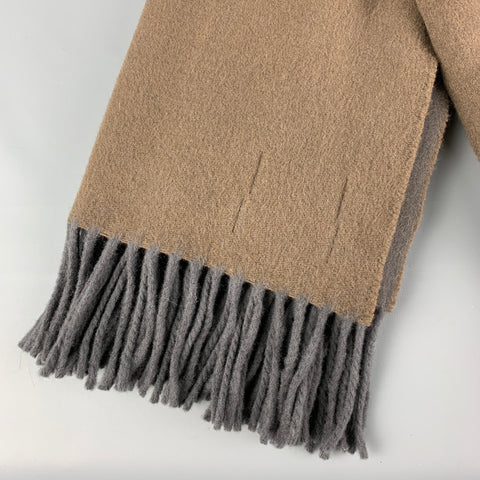 MAISON KITSUNE Grey Brown Two Tone Virgin Wool Scarf