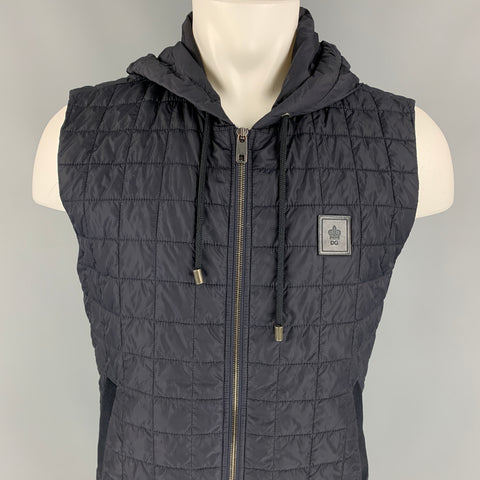 DOLCE &amp; GABBANA Talla 40 Chaleco con cremallera de nailon acolchado azul medianoche