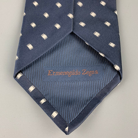 ERMENEGILDO ZEGNA Navy Squares Silk Tie