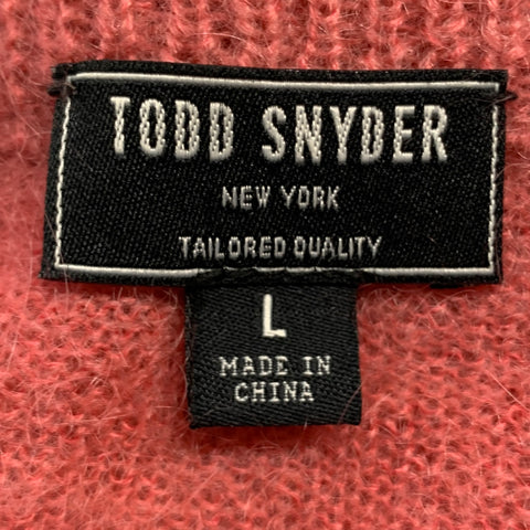 TODD SNYDER Size L Orange Knit Mohair Blend Crew-Neck Pullover