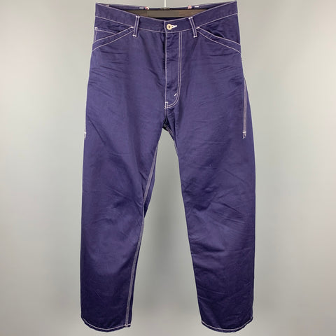 JUNYA WATANABE Size M Navy Contrast Stitch Cotton Straight Casual Pants