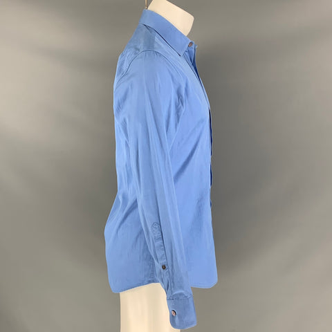 BURBERRY PRORSUM Size M Blue Cotton Tuxedo Long Sleeve Shirt