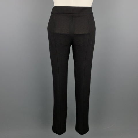 ALEXANDER MCQUEEN Taille 2 Pantalon habillé en crêpe noir à jambe droite