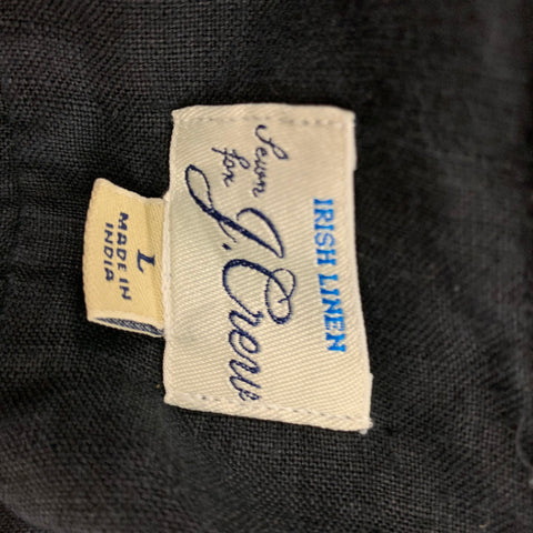 J.CREW Size L Black Linen Long Sleeve Shirt