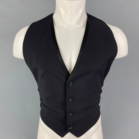 MARC JACOBS Size XL Black Wool Buttoned Vest