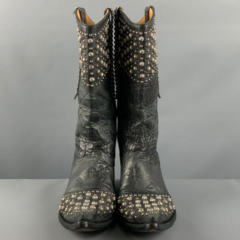 OLD GRINGO Size 10 Black Studded Leather Pull On Boots