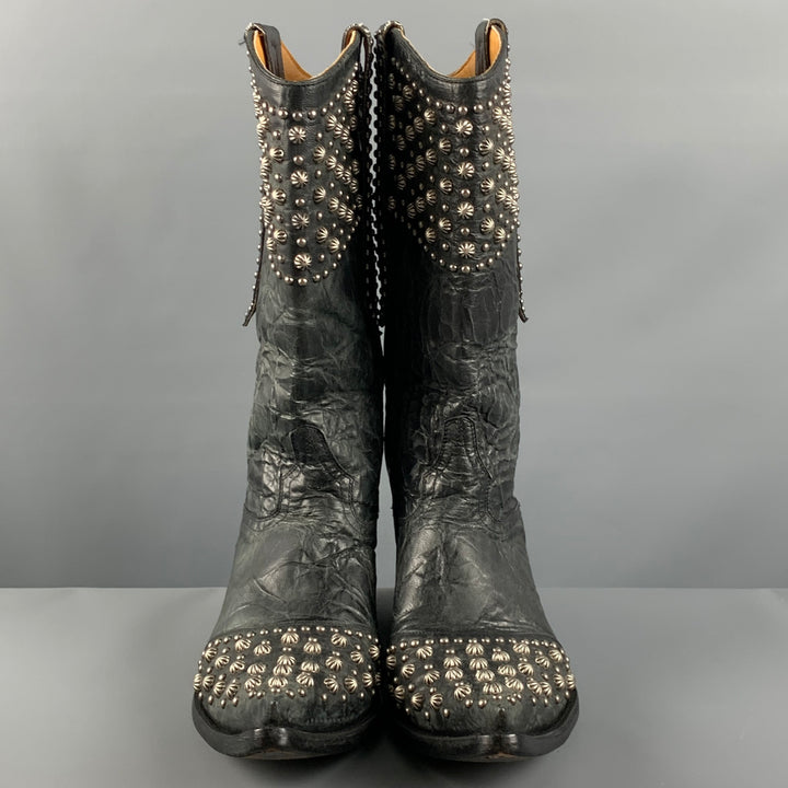OLD GRINGO Botas sin cordones de cuero con tachuelas negras talla 10