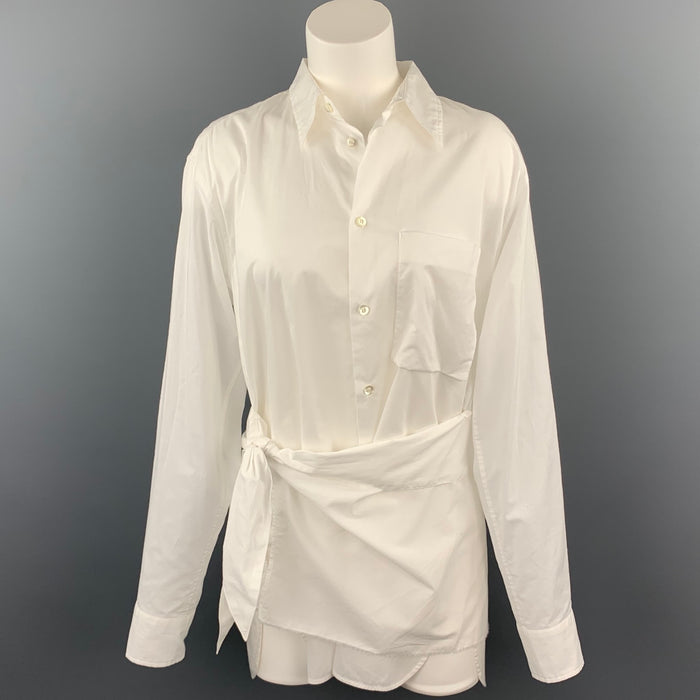 Y's by YOHJI YAMAMOTO Size M White Cotton Wrap Around Shirt