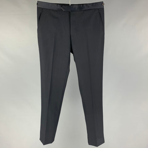 LANVIN Size 30 Black Wool Tuxedo Dress Pants
