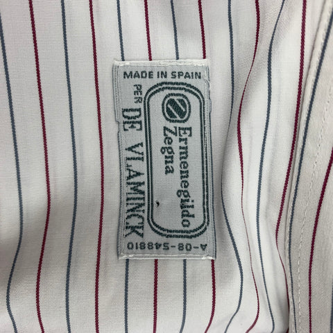 ERMENEGILDO ZEGNA Size M White Stripe Cotton Button Up Long Sleeve Shirt