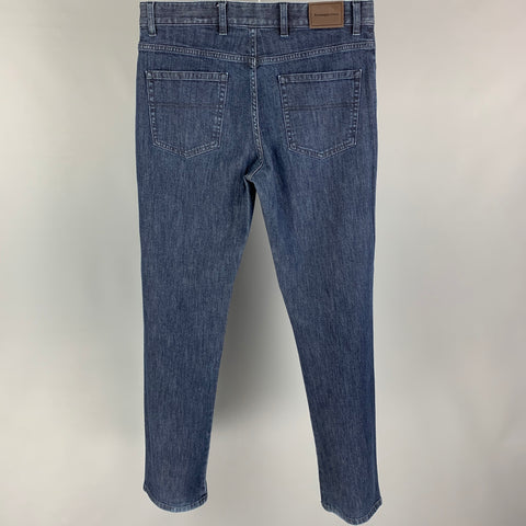 ERMENEGILDO ZEGNA Size 33 Blue Cotton Slim Jeans