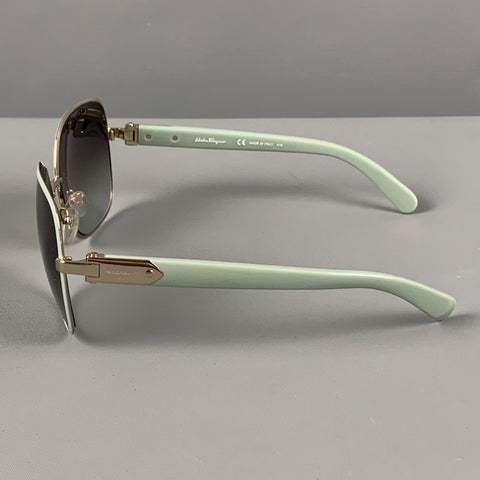 SALVATORE FERRAGAMO Blue Silver Metal Sunglasses