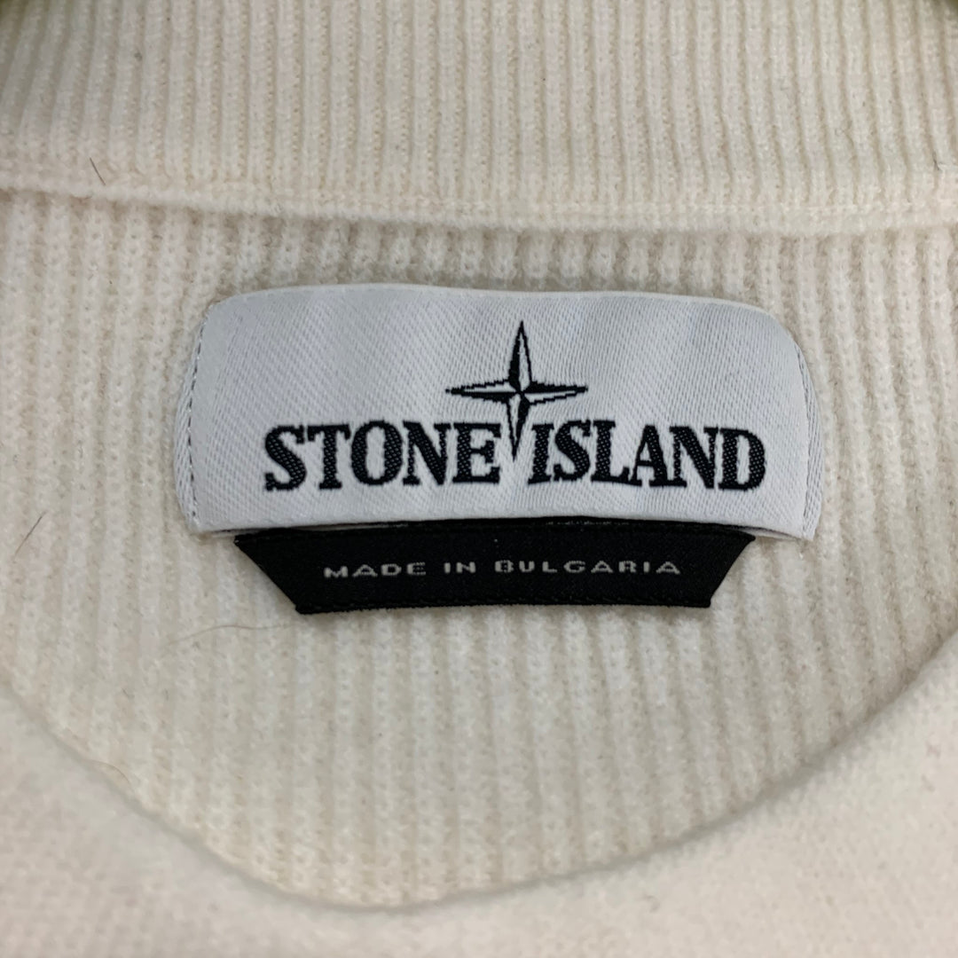 STONE ISLAND Size L Cream Crew-Neck Pullover