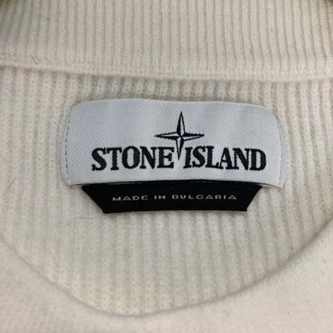 STONE ISLAND Size L Cream Crew-Neck Pullover